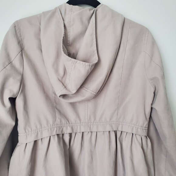 VILA CLOTHING Quality Women's Hooded Trench Coat Jacket Babydoll Loose Fit MED - Picture 7 of 12